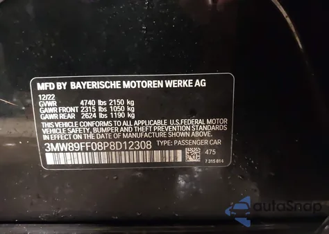 2023 BMW 330I xDrive z USA, uszkodzony, nr VIN 3MW89FF08P8D12308